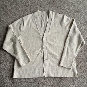 LULULEMON Alpaca Wool-Blend Cardigan Sweater  Heathered White Opal size large